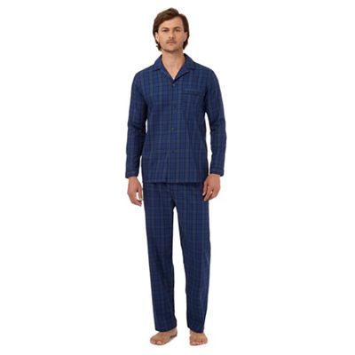 Hammond & Co. by Patrick Grant Big and tall navy checked print shirt and bottoms pyjama set